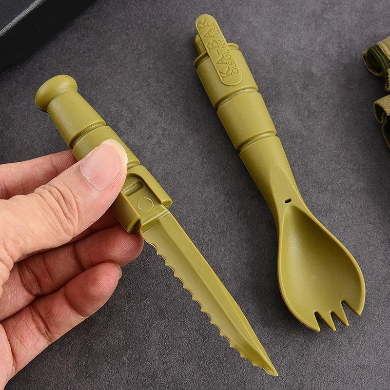 Mini EDC Tactical Tableware, Multi-functional Tools, Forks, Spoons, Knives, Combination, For Camping, Hiking, Outdoor, Halloween