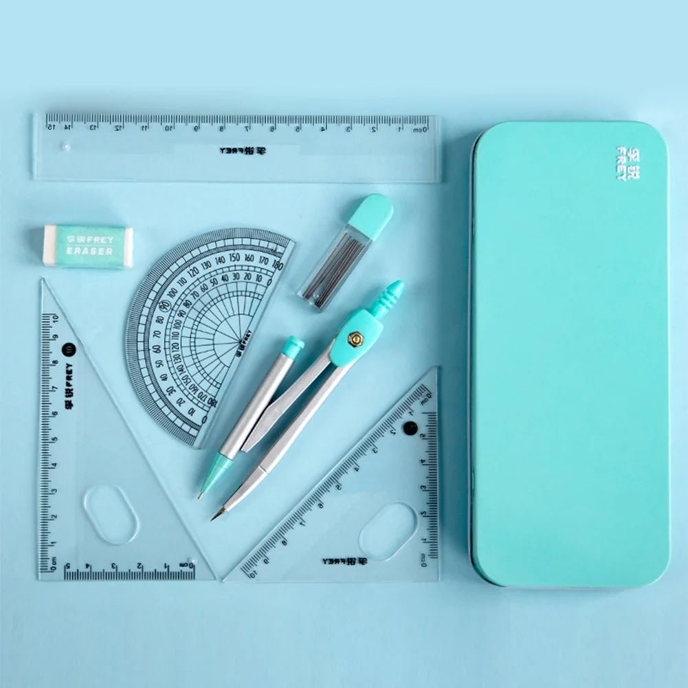 Compass Set Ruler Measurement Set Learning Professional Multifunctional Drawing Tool Set Ruler and Ruler Eight-pcs Set