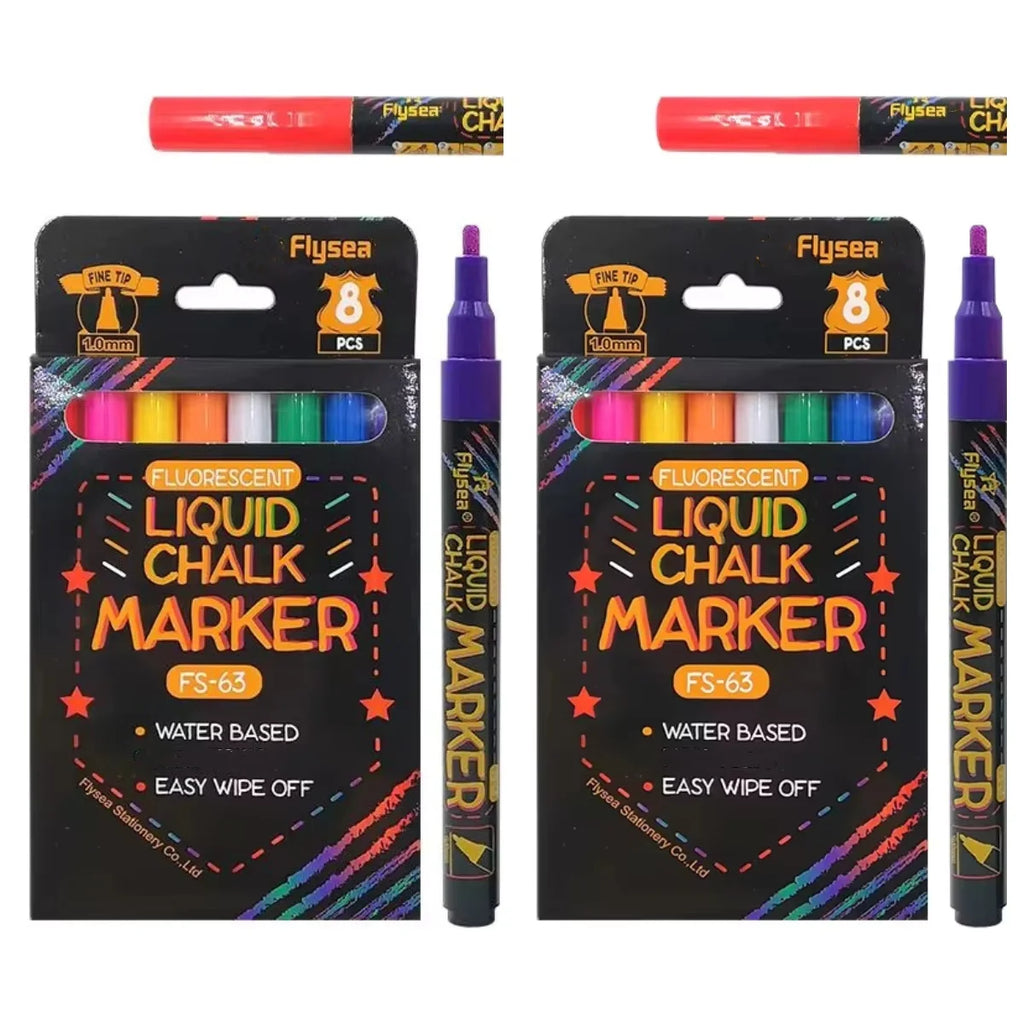 8 pcs Liquid Chalk Markers-Washable & Wet Erase Chalk Maker Pens For Blackboard Whiteboard Light Bulb Glass Window Graffiti Art