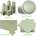 Solid Color Sage Green Party Theme Party Supplies Tablecloths Paper Towels Paper Cups Sage Green Baby Shower Supplies