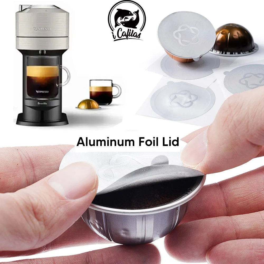 Icafilds Disposable Nespresso Vertuo Coffee Capsule Seal Aluminum Foils Cream Cafe Filter Lid Sticker For Nespresso Vertuo Plus