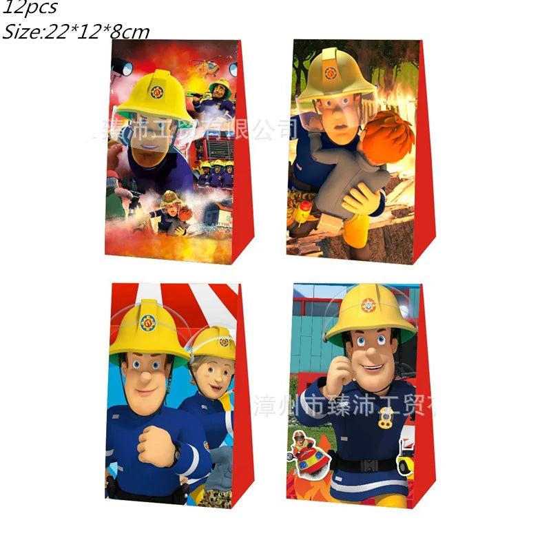 108*180cm Fireman Sam Party Supplies Disposable Tablecloth Firefighter Plastic Table Cover Fire Truck Birthday Decoration