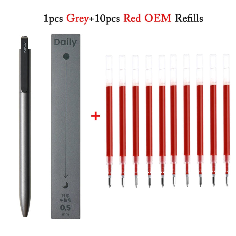 KACO Gel Pens Press Signature Pen Stationery Metal Pen Clip 0.5mm Black Ink Quicking Drying Large Capacity 800M Smooth Writing