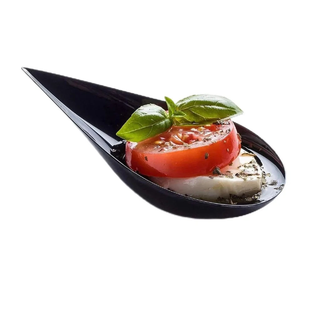 50Pcs Tear Drop Mini Appetizer Plates Reusable Plastic Tasting Spoons Plates Tableware Mousse Dessert Ice Cream Cup