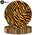 Jungle Safari Wild Animal Party Supplies Disposable Jungle Zoo Animal Print Paper Plates Napkins for Birthday Party Baby Shower