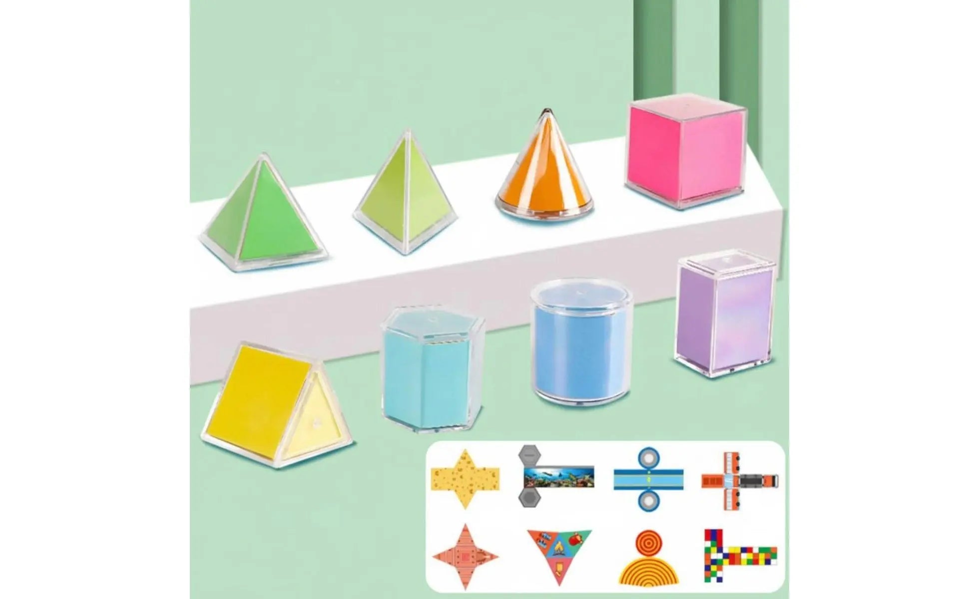 8 Pieces Transparent Geometric Solids Hands-on Learning Transparent Geometry Models Math Manipulatives Forms Long-Lasting