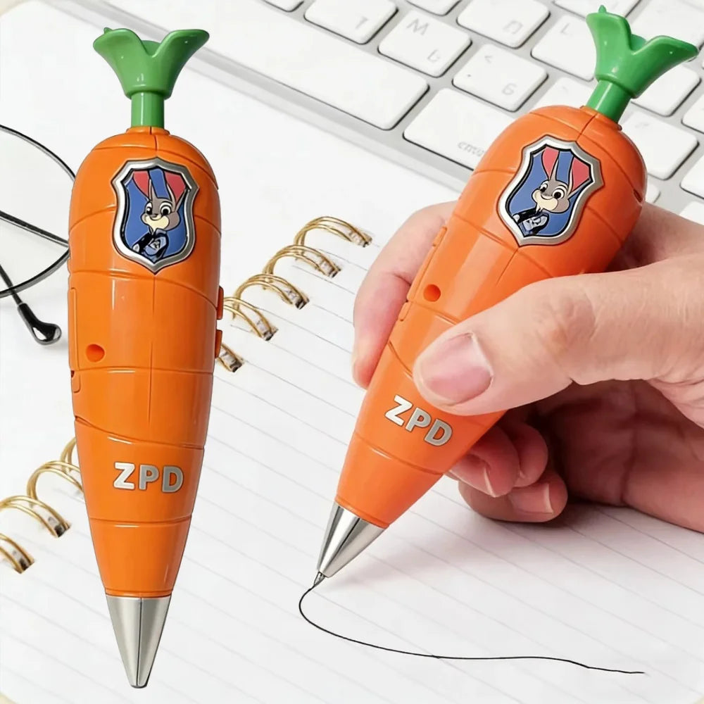  Disney Zootopia Trendy Judy Carrot-Shaped 2-in-1 Voice Recorder Pen& Gary Pen Snake Writing  Serum Pen Peripherl New Year Gift