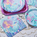 Mermaid Party Decorations Supplies Mermaid Disposable Plates Cup Napkins Set for Girls Baby Shower Mermaids Princess Birthday