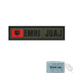 1PC 10cmX2.5cm Custom Name Flag Patch Stripes Badge Iron On Or Hook Loop Armband Germany Luxembourg Armenia Serbia green