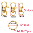 10/20Pcs Swivel Clasps Set Lanyard Snap Hooks with Key Chain Rings Keychain Clip Hooks for DIY Necklace Bracelet Chain Supplies