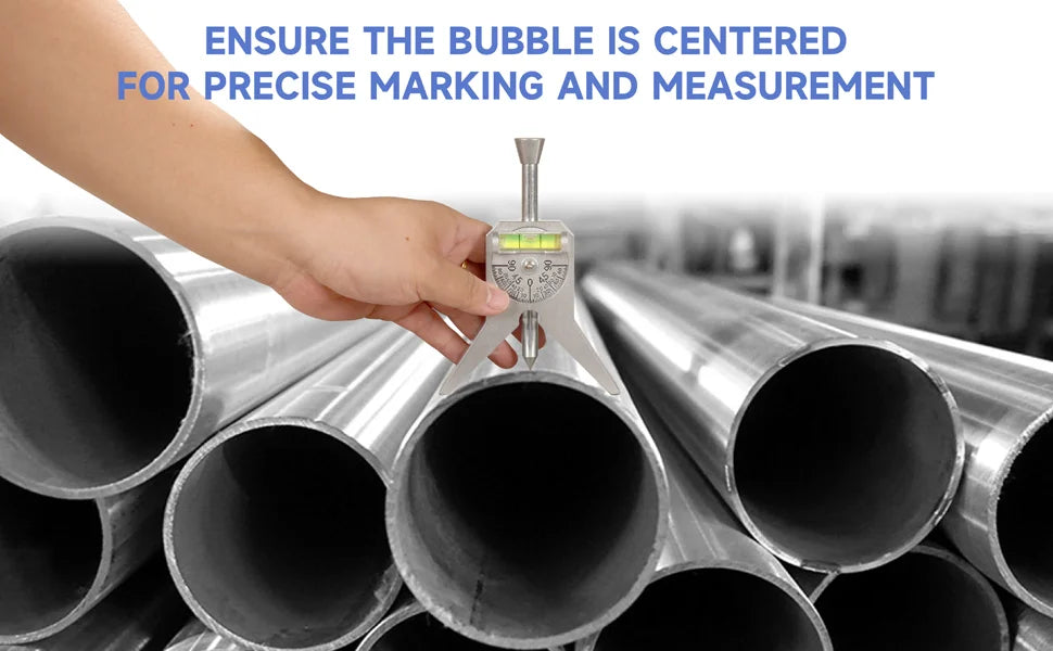 Pipe Center Finder Measure Adjustable Dial Bubble Protractor Measure Pipe Diameter Over 1/2" and Upand up With 4" Y Type Base