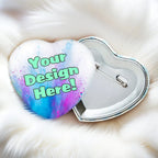 Custom Heart-Shaped Tinplate Pins Personalized Text Pattern Logo Printing Metal Badge Brooch Children And Friends Gift Wholesale