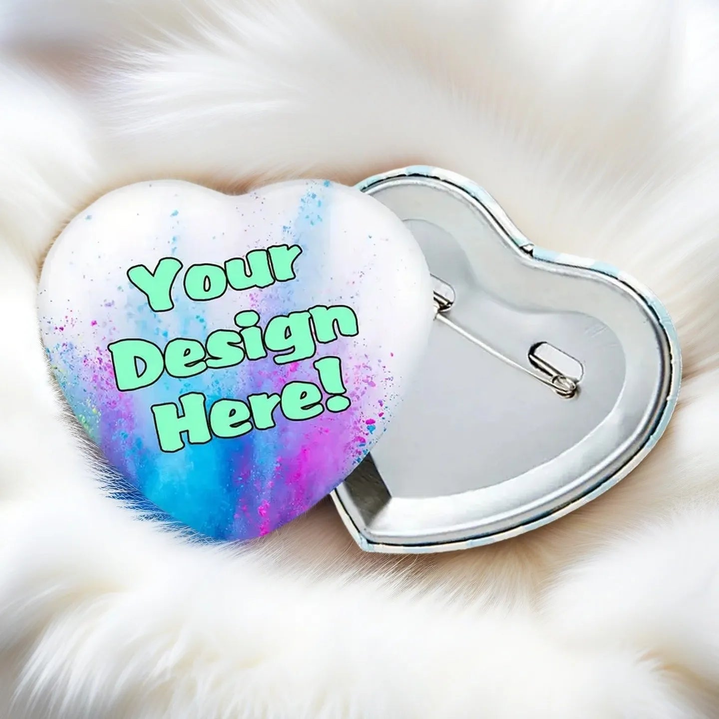 Custom Heart-Shaped Tinplate Pins Personalized Text Pattern Logo Printing Metal Badge Brooch Children And Friends Gift Wholesale