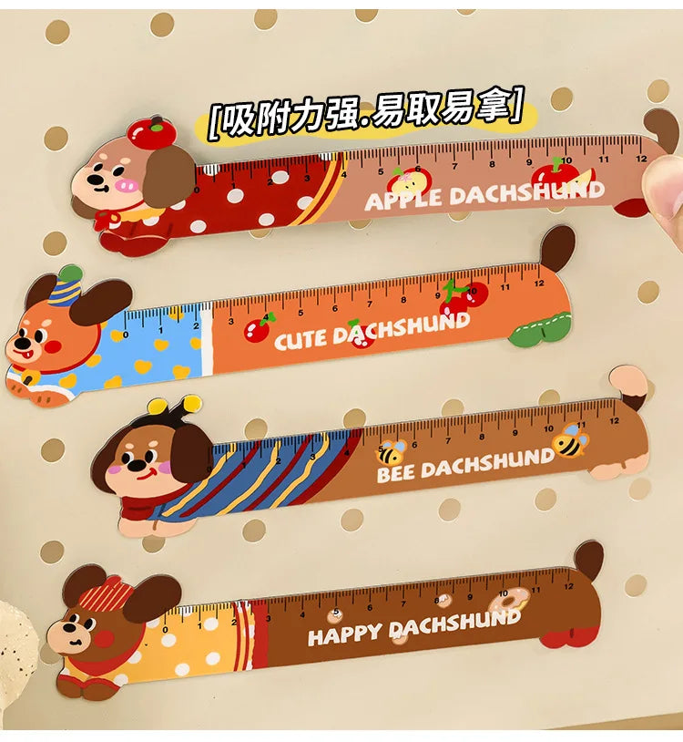 Cartoon Strip Puppy Magnetic Bookmark Ruler Student Cute High-value Bendable Ruler Special-shaped Magnetic Ruler