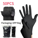 10-200pc Nitrile Gloves Black Rubber Gloves Latex Disposable Gloves Work Housework Car Industry Gardening Pet Care Cooking Tools