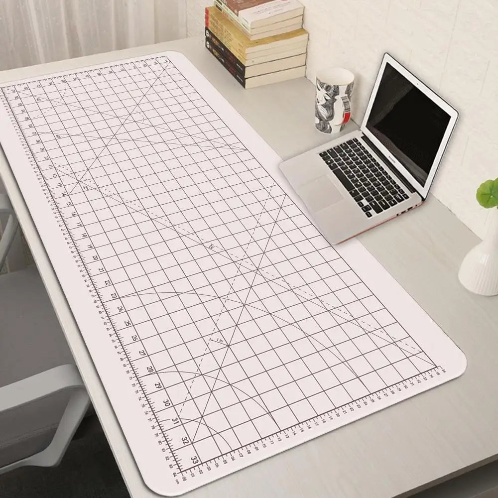 Cutting-Mat-white-on-black Mouse Pad Office Gaming Laptop Deskmat Anime Mousepad Gamer Keyboard Mouse Mat Computer Accessories