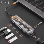 Basix USB C HUB 4K 30Hz Type C to HD-MI DP VGA Gigabit Ethernet USB 3.0 PD 100W Adapter For Macbook Air Pro M2 M1 PC Accessories