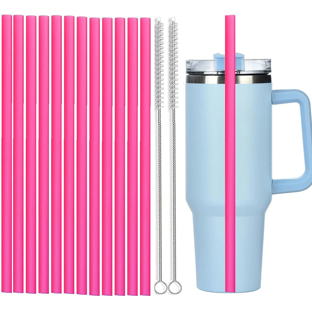 12Pcs Color Replacement Straws for Stanley 30/40 oz Tumbler , 12 in Long Reusable Plastic Straws for Stanley Cup, Plus 2 Brush