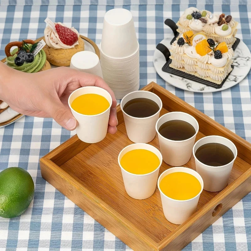 50/100PCS White Disposable Paper Cups Small Durable Bathroom Mouthwash Cups Suitable for Supermarket Tasting Beverage Containers
