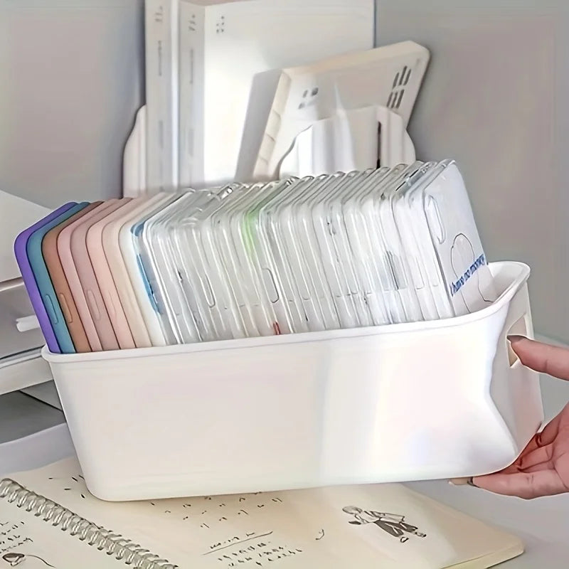 4pcs White Plastic Storage Boxes - Suitable for Drawer, Shelf, Wardrobe,Office, Bedside - Store Phone Cases,Socks- Space-Saving