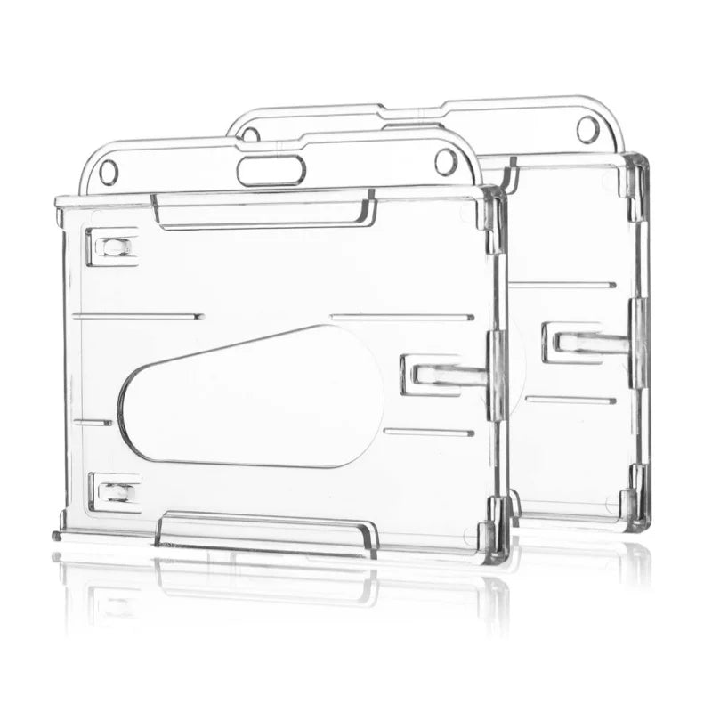 Transparent Double Cards Slots ID Tag Badge Holder with Badge Reel 2 Cards Storage Organizer Employee Pass Work Card Case Sleeve