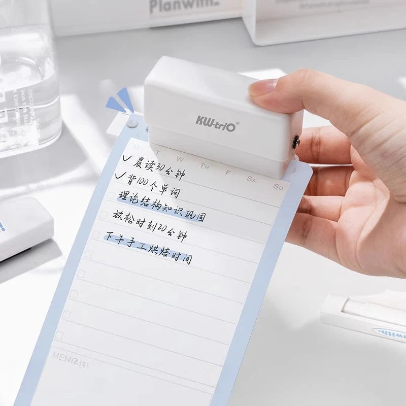 KW-TRIO Mini Portable Multi-Color Punch Hole Binder Punch 6-Hole Punch Multi-Functional Study Organizer Hole Punch