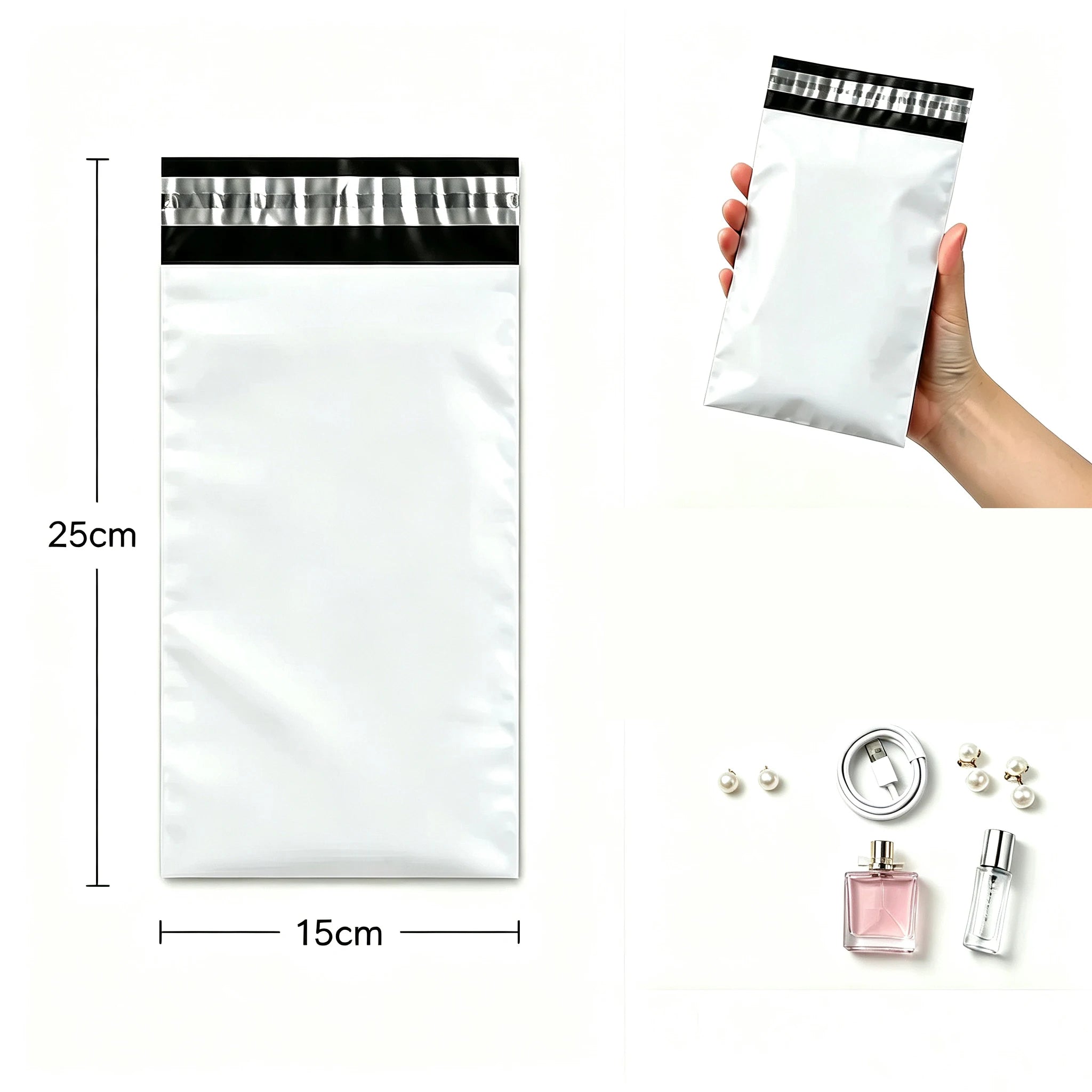 50Pcs White Courier Mailer Bags Packaging Poly Package Plastic Self-Adhesive Mailing Express Bag Envelope Postal Pouch Mailing