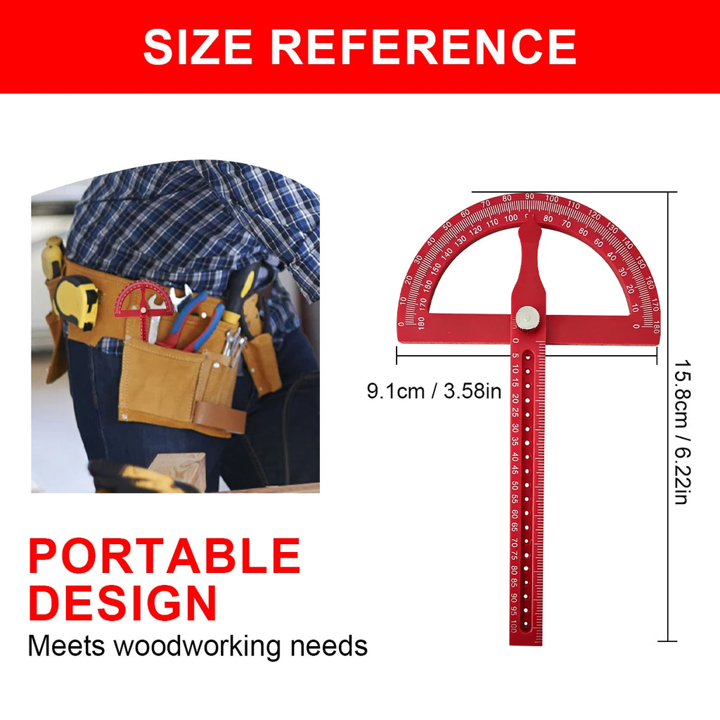 ABS Protractor Angle Marking Ruler, Multifunctional Protractor Woodworking Ruler for High-precision Angle Measurement