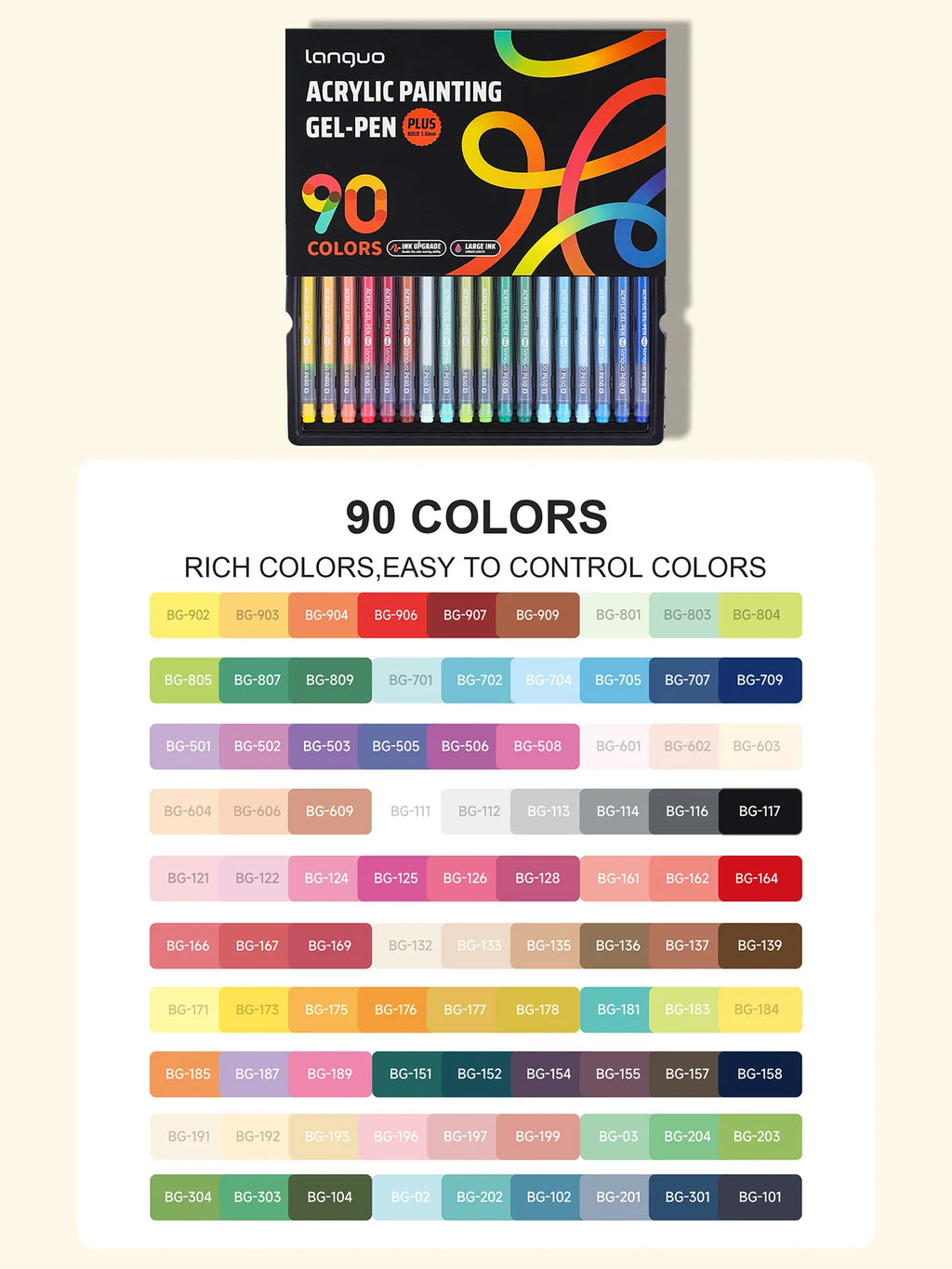 Languo 6/24/36/54/72/90 colors Acrylic Painting Handbook Pens Multi-Color Gel Pen Student Neutral Pen Writing Marker Stationery