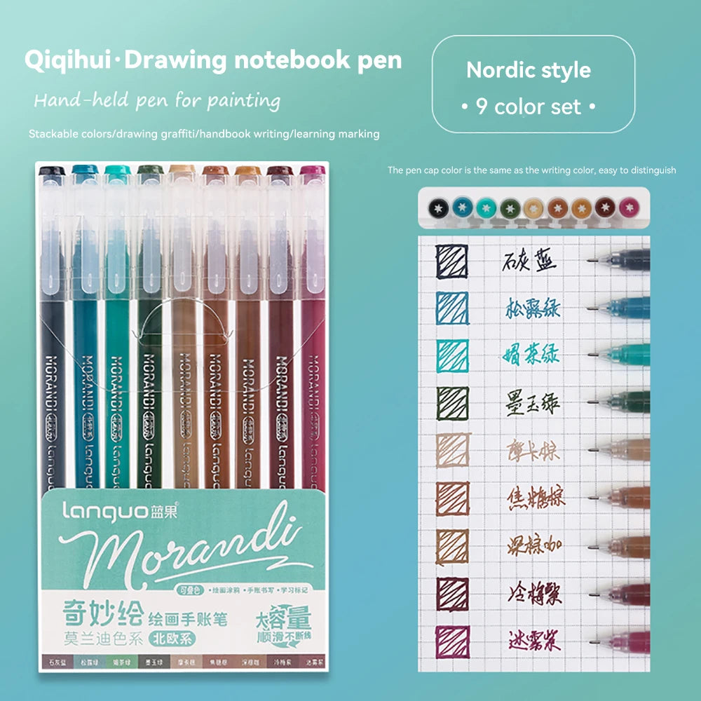 105Color Hand Account Gel Pen Languo Morandi Retro Pen Large-Capacity Color Handbook Pen For Student Painting Graffiti Writting