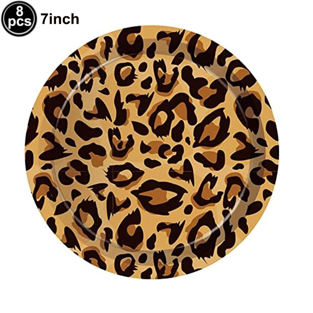 Jungle Safari Wild Animal Party Supplies Disposable Jungle Zoo Animal Print Paper Plates Napkins for Birthday Party Baby Shower