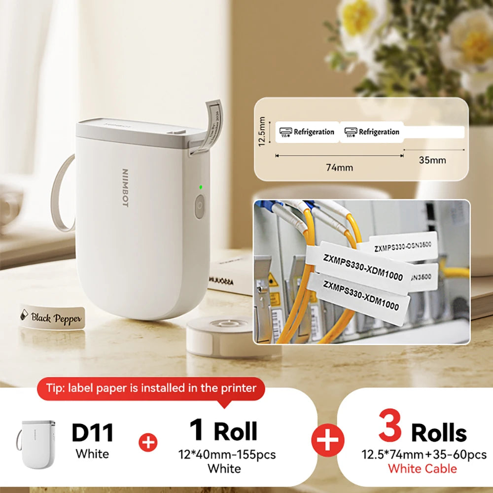 NIIMBOT D11 New Version Label Printer Mini Portable 300DPI Bluetooth Wireless Label Maker Name Tag Kitchen Sticker PrintingMaker