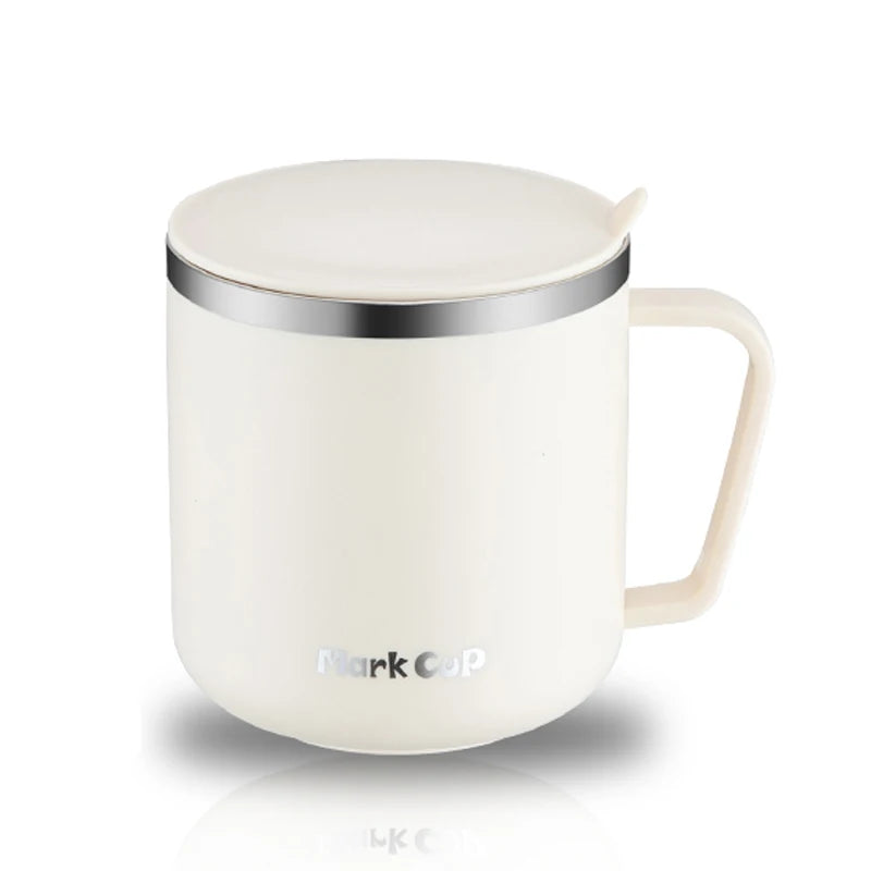 400ml 304 Stainless Steel Coffee Mugs Portable Cups Heat Insulation Anti-fall Thermos Mug Home with Cover and Handle Mug