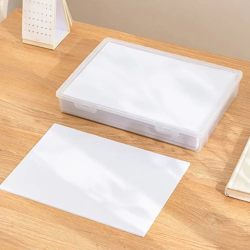 1Pc Transparent Storage Container Plastic Dustproof Box Stationery Jewelry Portable Large Capacity A4 A5 File Organizer Supplies