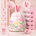 50-Count Scented Drawstring Trash Bags, 45 × 45 cm Cute Printed Small Bin Liners for Bathroom, Kitchen & Living Room