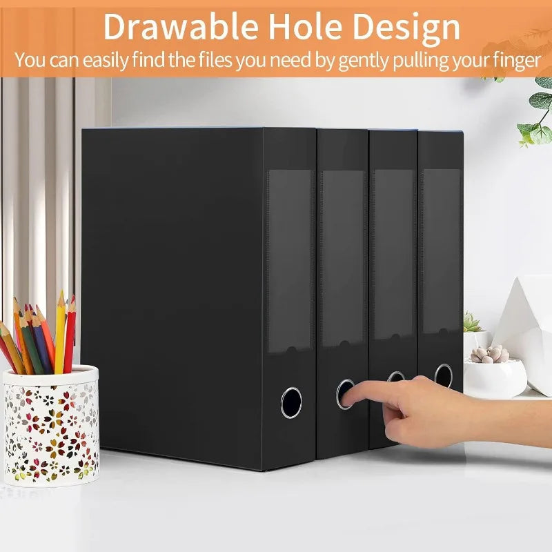 4pcs Black Plastic Storage Boxes with Lids - A4 File Organizer Bins for Office, Home, and Home Organization,File Organizer Boxes