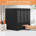 4pcs Black Plastic Storage Boxes with Lids - A4 File Organizer Bins for Office, Home, and Home Organization,File Organizer Boxes