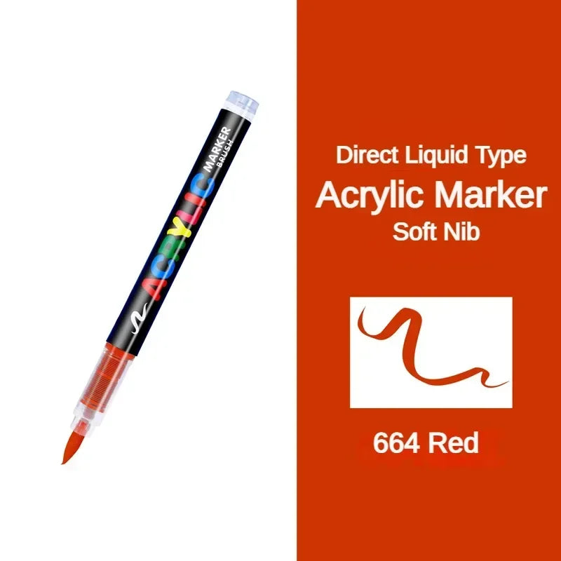 GUANGNA 16 Colors Direct-liquid Acrylic Paint Pens Brush Marker Pen for Rock Painting Stone Ceramic DIY Art Supplies Stationery