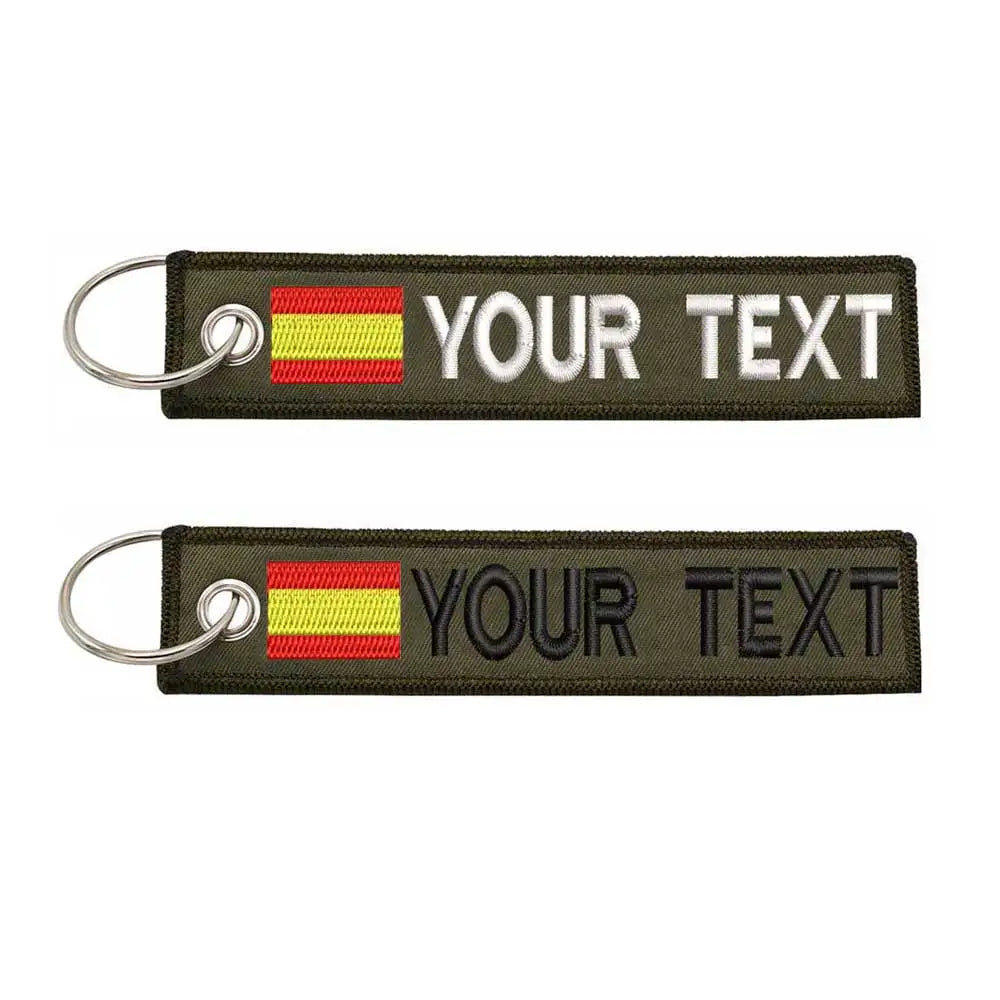 Personalized Keychain Customize Text Tag Double Sided Military Flag Embroidery for Motorcycles Cars ATV Scooters