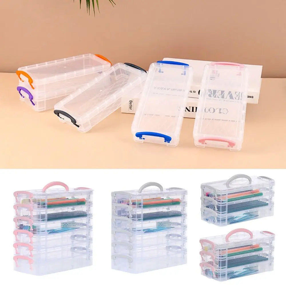 3/6-layer Paintbrush Box Watercolor Detachable Pen Storage Box Color Multi-function Stationery Organizer School Supplies