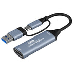 1080P Capture Card 4K HDMI-compatible to USB-A/USB-C USB2.0 Capture Video Audio Recording for OBS Studio PotPlayer QT Player