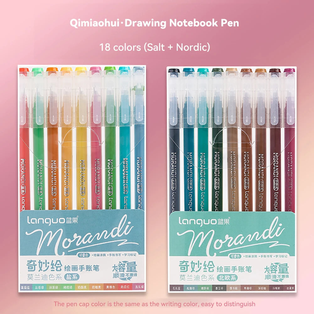 105Color Hand Account Gel Pen Languo Morandi Retro Pen Large-Capacity Color Handbook Pen For Student Painting Graffiti Writting