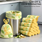 4 Rolls Osmanthus Scent Drawstring Trash Bags for Kitchen Bathroom Bedroom Home Waste Storage YMY