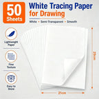 100/30pcs A4 Graphite Transfer Paper Tracing Painting Sheets White Copy Graphite Paper for Drawing Patterns Sketch Canvas Fabric