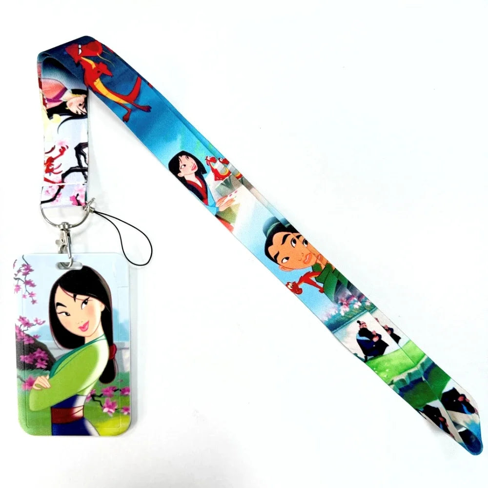 Disney's Credential Holder Mickey Mouse Lanyard Bear Phone Rope ID Card Badge Holder Princess Neck Strap Cartoon Keychain Gift