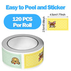 1Roll(120Pcs) Cartoon Name Tags Stickers 16 Designs Decals Kids Teacher Reward Labels School Supplies Various Gift Packaging