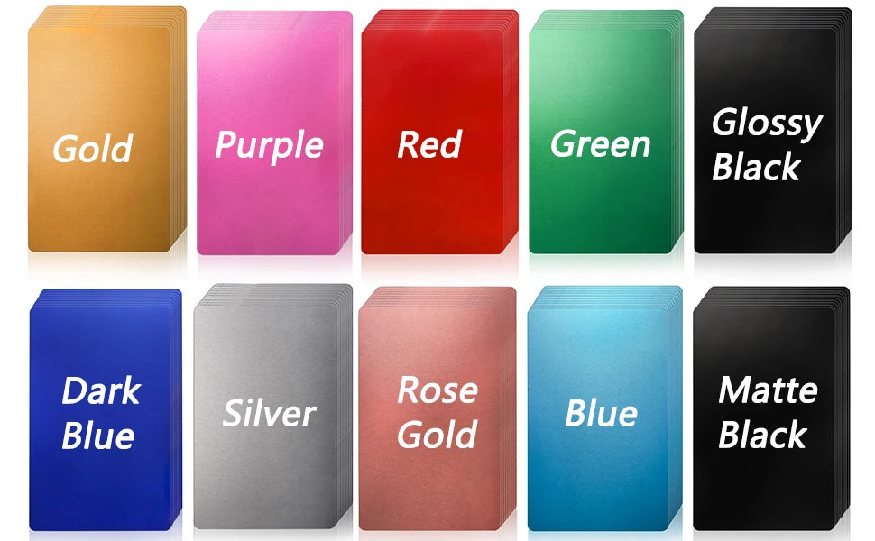 10Pcs Metal Business Card Blanks for Laser Engraving 10 Colors Aluminum Sheet Engraving Blanks DIY Cards for Home 86*54*0.2mm