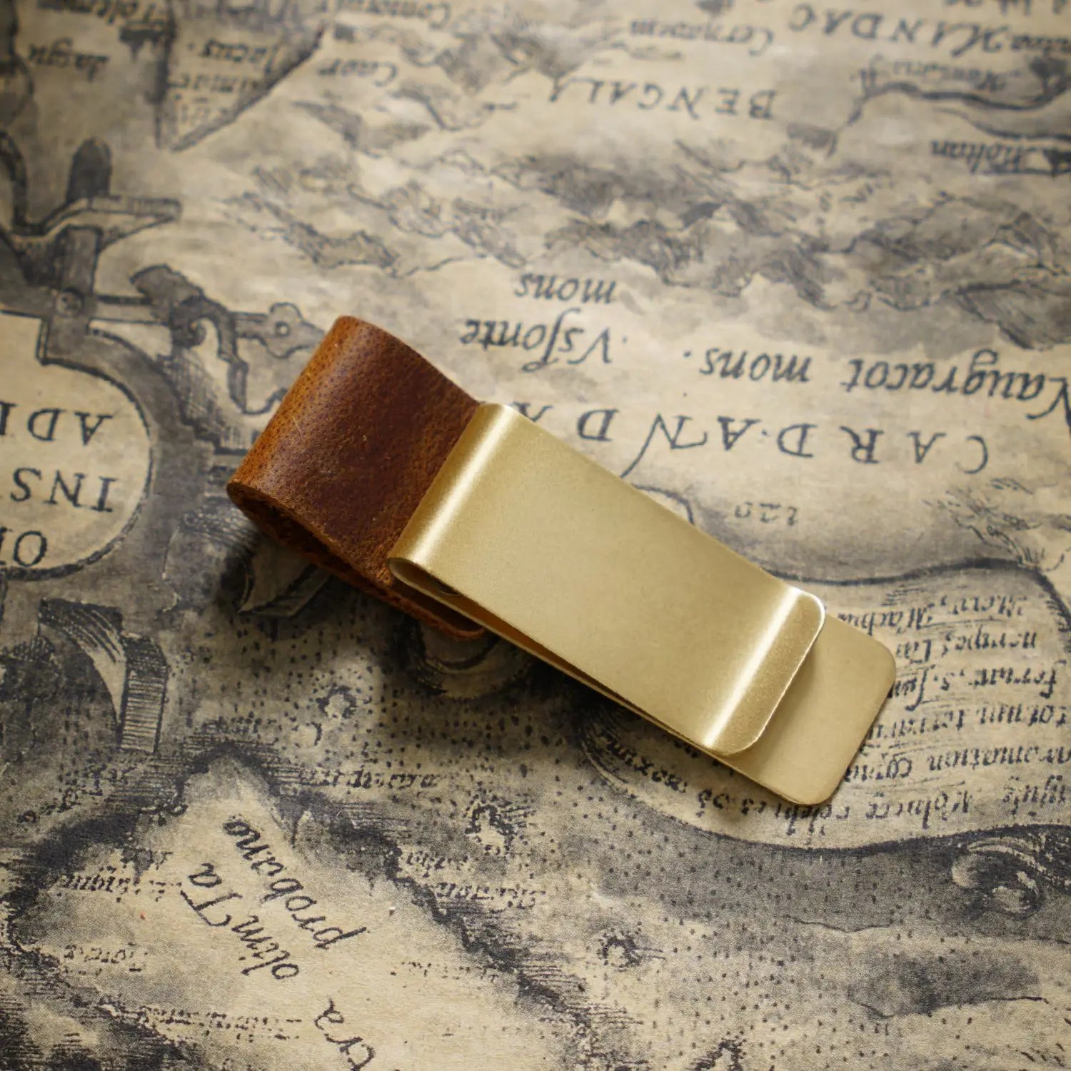 Brass Leather Pen Clip Stainless Steel Cowhide for Traveler's Notebook - Genunine Leather & Metal Notebook Accessory