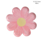 Disposable Daisy Paper Plate Flower Meal Plate Picnic Cake Plates Birthday Theme Party Decoration