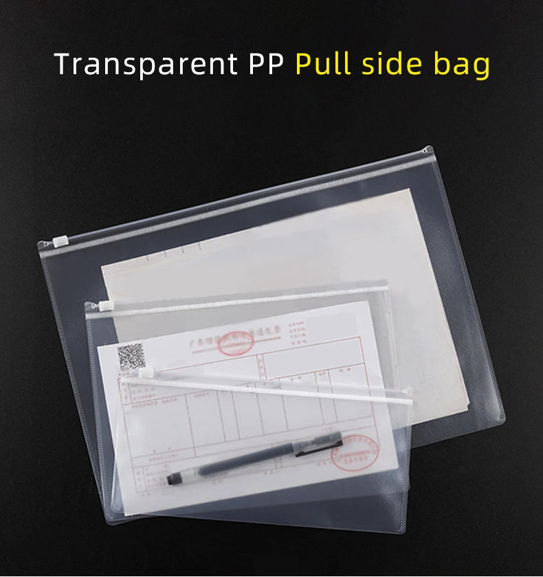 10PCS A4A5A6 Exam Mesh Zipper Bag Student Office Simple Large Capacity Transparent Document Bags